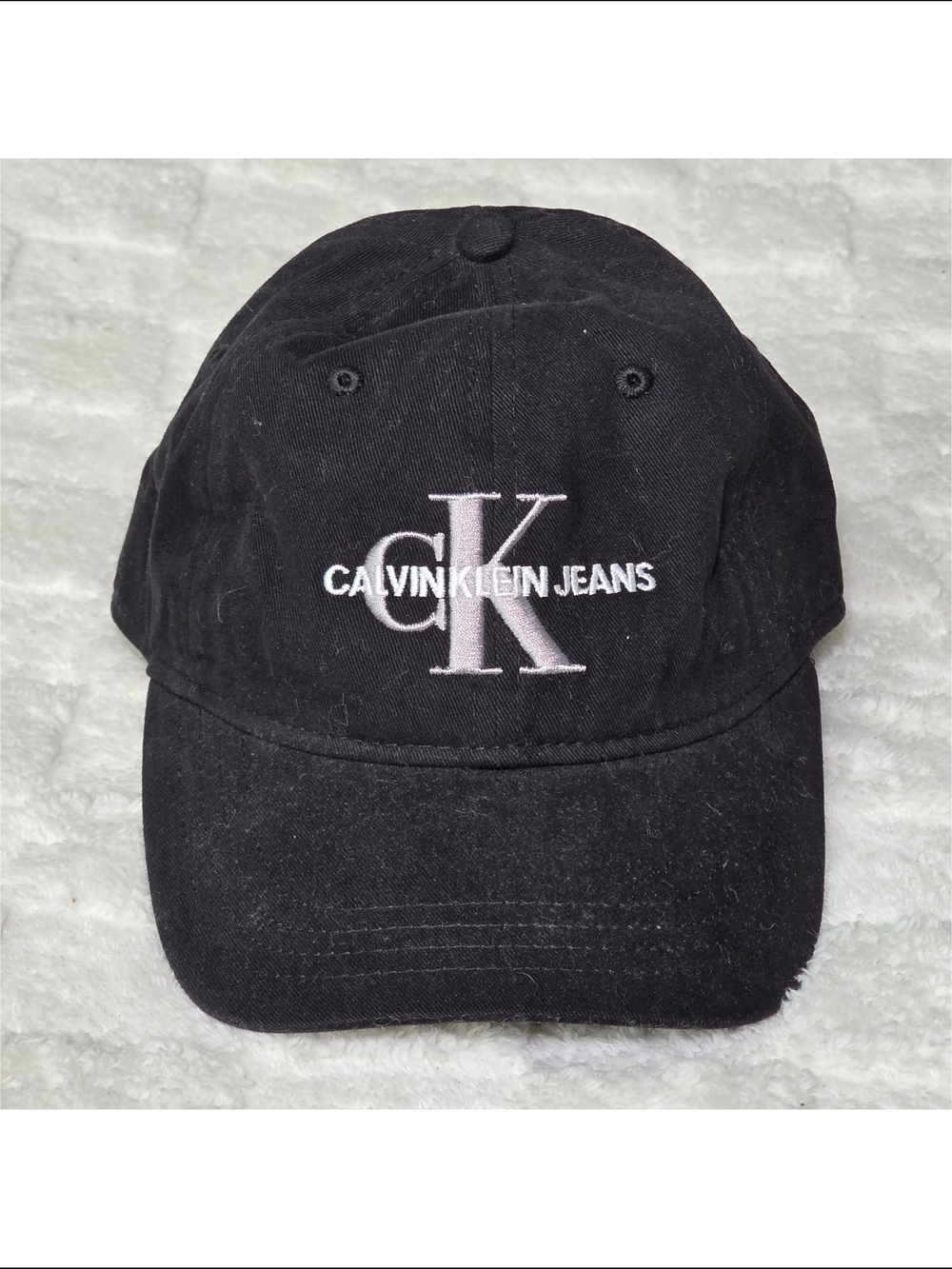 Calvin Klein Jeans Monogram Baseball Hat Adjustabale Backstrap Black BNWOT